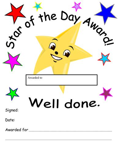 Star of the day award by lou73102002 - Teaching Resources - Tes