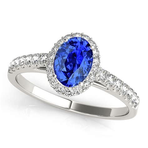 MauliJewels - 0.70 Ct. Diamond & Oval Shaped Tanzanite Ring For Women ...