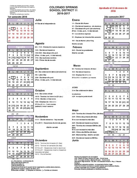 Colorado Springs D11 Calendar - Printable Word Searches