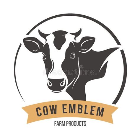 Cow Head Silhouette Emblem Label. Vector Illustration. Stock Vector ...