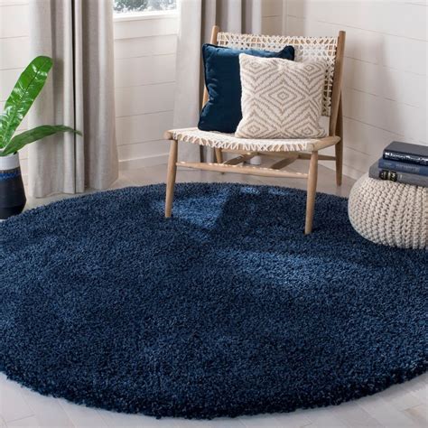 Safavieh California Cozy Plush Navy (Blue) Shag Rug - 6'7 Round (SG151 ...