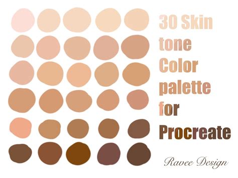 30 Skin Tone Palette Colors Paint for Procreate App on Ipad - Etsy ...