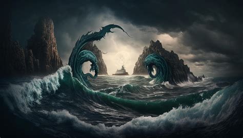 Navigating the Perilous Waters Odysseus Braving Scylla and Charybdis ...