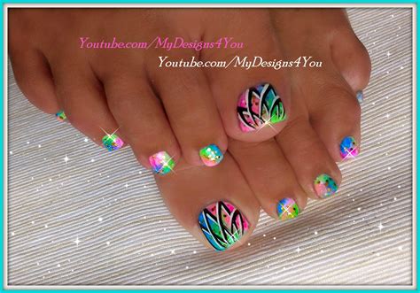 Summer Toenail Art | Easy Neon Toenails Pretty Toe Nails, Cute Toe ...