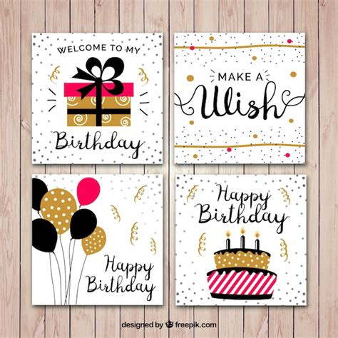 Free Vector | Flat birthday card set