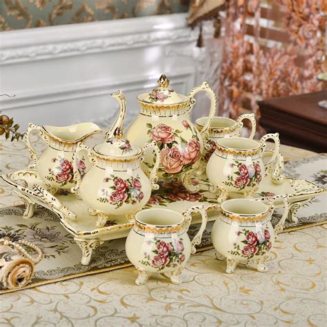 Yolife British Royal Ceramic Ivory Porcelain Coffee sets 8pcs Tea Cup ...