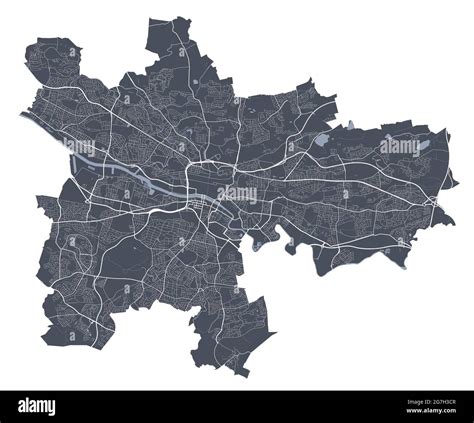 Glasgow map. Detailed vector map of Glasgow city administrative area ...