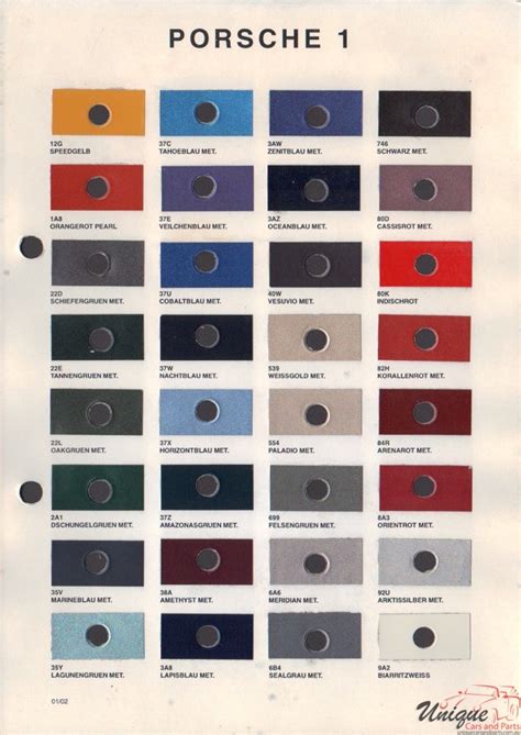 1969 Porsche Color Chart