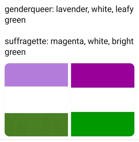 I just found out that the Genderqueer flag and the UK suffragette flag ...