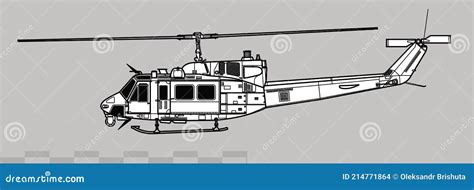 Bell UH-1N Iroquois. Twin Huey. Model 212. Vector Drawing Of Utility ...