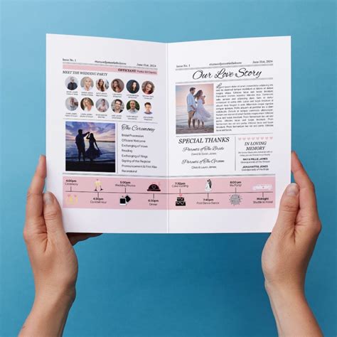 Newspaper Wedding Program Template Wedding Games Printable - Etsy