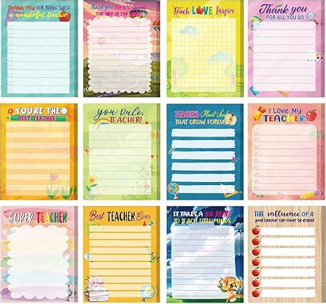 Amazon.com : Teacher 12 Pcs Notepad Sets Lined Notepads Teacher to Do ...