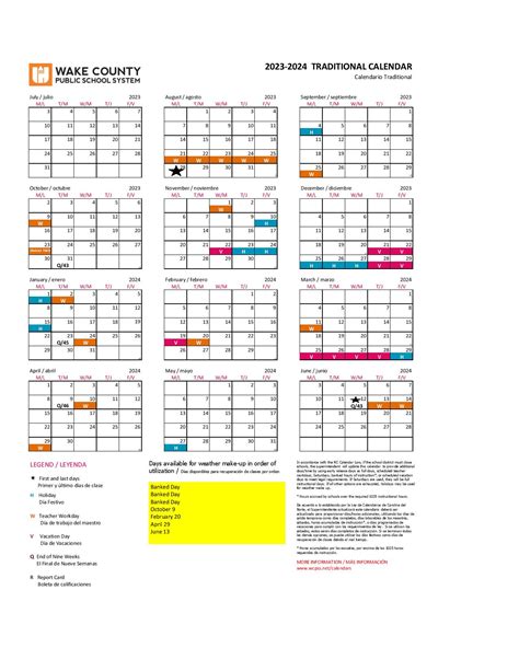 Wake County Public Schools Calendar Holidays 2023-2024 PDF