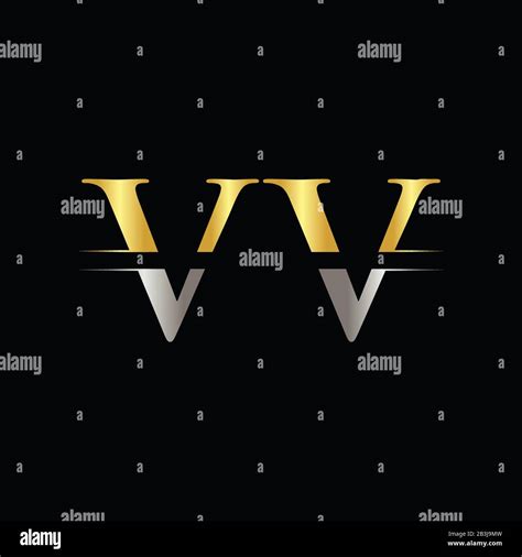 Creative Letter VV Logo Vector Template With gold and Silver Color. VV ...