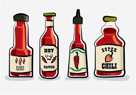 Hot Chili Sauce Bottle Habanero Vector Illustration 148734 Vector Art ...