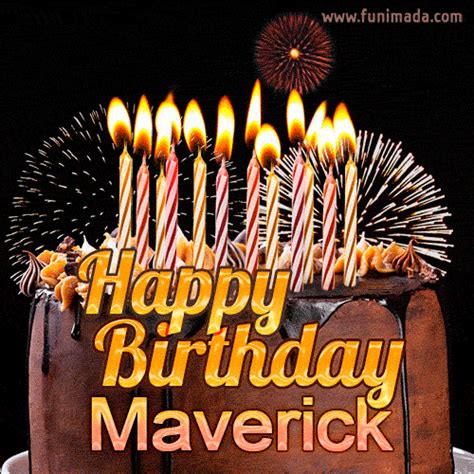 Chocolate Happy Birthday Cake for Maverick (GIF) | Funimada.com