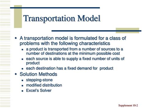 PPT - Operational Decision-Making Tools: Transportation Model ...