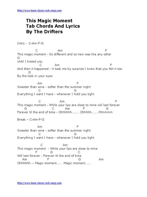 This Magic Moment Tab by The Drifters | PDF