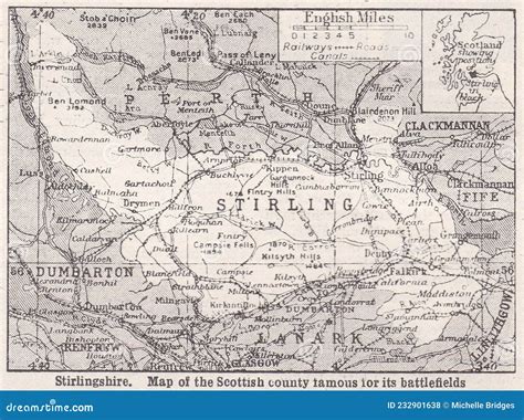 Vintage Map Of Stirlingshire 1930s. Editorial Image | CartoonDealer.com ...