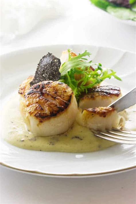 Seared Scallops in Black Truffle Beurre Blanc Sauce - Savor the Best