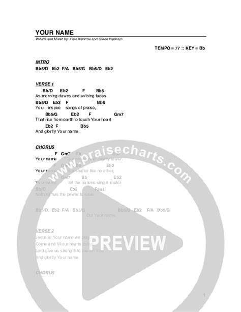 Your Name Chords PDF (G3 Worship) - PraiseCharts