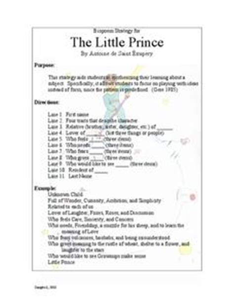 The Little Prince: Biopoem Strategy Lesson Plan for 6th - 8th Grade ...