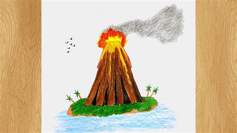 Draw a Volcano I Volcano Island Drawing Tutorial - YouTube