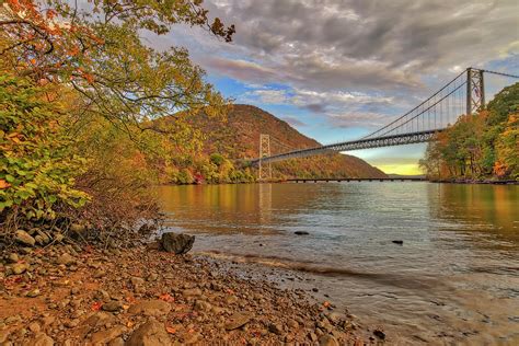 Bear Mountain Bridge At Fall Photograph by Susan Candelario - Pixels