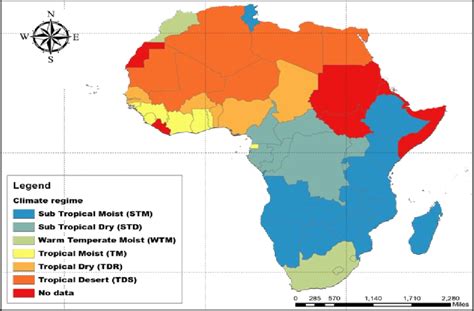 Map of African countries and their corresponding climate regime ...