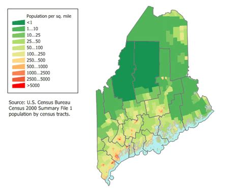 Maine Population Density Map - Draw A Topographic Map