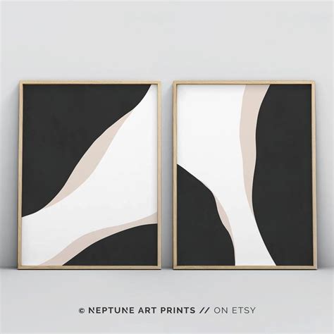 2 Piece Wall Art Black and White Art Abstract Wall Art - Etsy | Navy ...