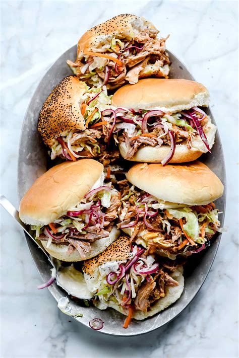 Pulled Pork Sandwiches with Crunchy Slaw - foodiecrush .com