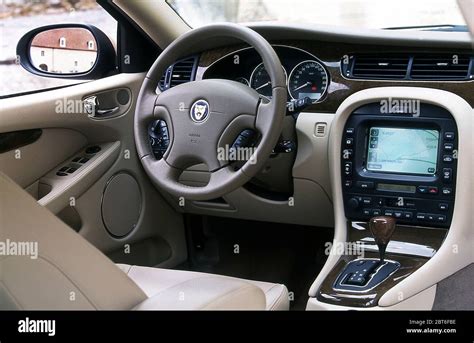 2001 Jaguar X Type 3.0 Litre Interior. Driving in France Stock Photo ...