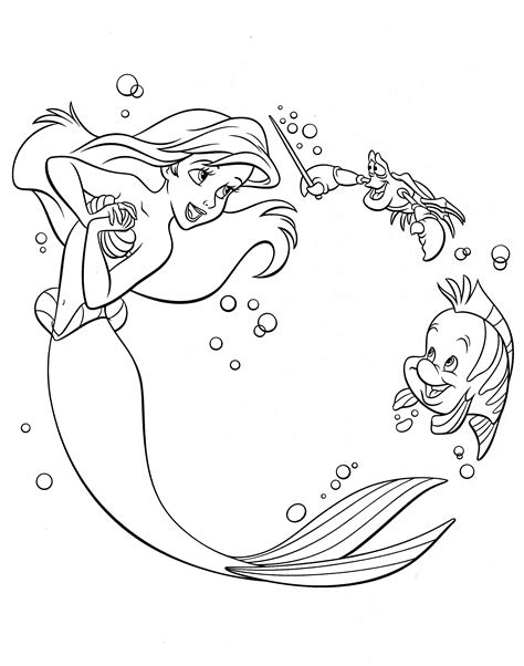 Walt Disney Coloring Pages - Princess Ariel, Sebastian & Flounder ...