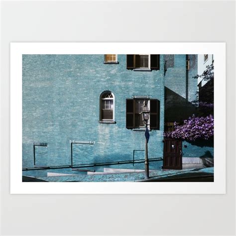 Blue Brick Wall Art Print by Ross Silverman | Society6