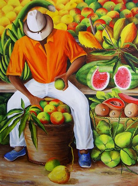 "Manuel the Caribbean Fruit Vendor" Art Prints by Dominica Alcantara ...