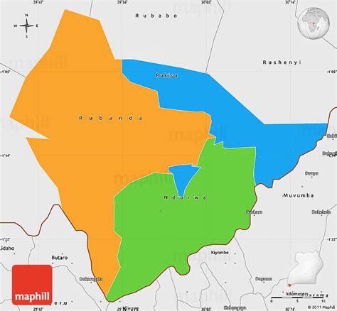 Political Simple Map of Kabale, single color outside, borders and labels