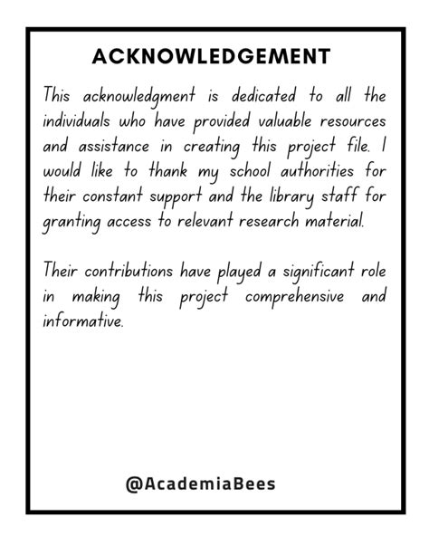 Project Acknowledgement Samples Acknowledgement Sample For School ...