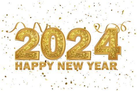 2024 Happy New Year Vector, New Year 2024, Golden Confetti, Happy New ...