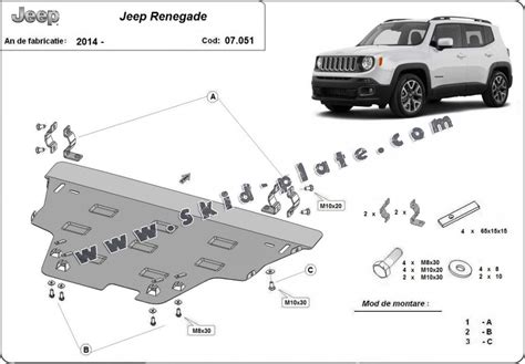 Steel skid plate for Jeep Renegade