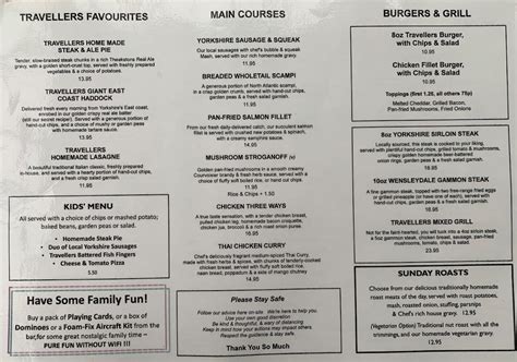 Menu at The Travellers Rest pub & bar, Harrogate, Crimple Ln