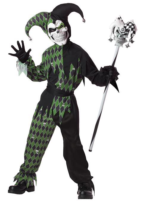 Child Green Scary Jester Costume