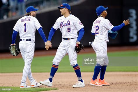 Jeff McNeil, Brandon Nimmo, and Francisco Lindor of the New York Mets ...