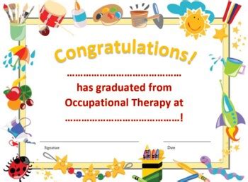 Occupational Therapy Graduation Certificate by Rachel Goranites | TPT