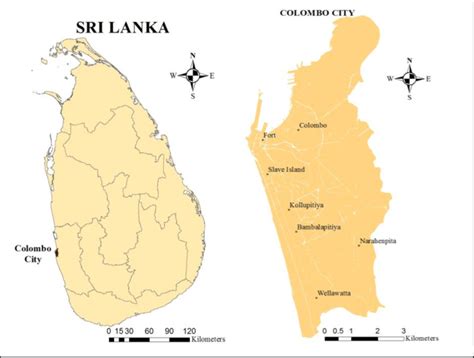 Study area: Left-Sri Lanka map, Right-Colombo city map | Download ...