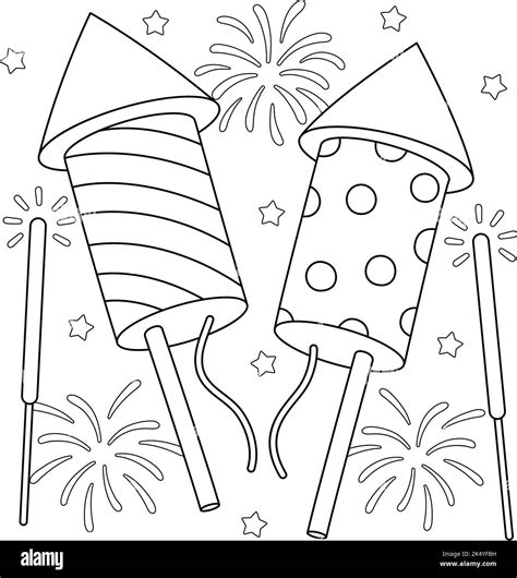 New Years Eve Fireworks Coloring Page for Kids Stock Vector Image & Art ...