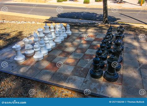 Large Lawn Chess Set on Display Stock Photo - Image of lawn, rooks ...