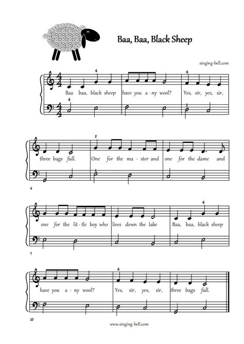 Baa Baa Black Sheep Piano Sheet music, Chords, Tutorial