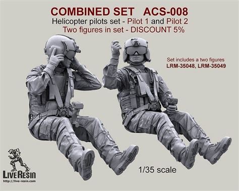 COMBINED SET Helicopter pilots set - Pilot 1 and Pilot 2. Two figures ...