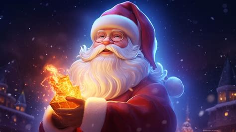 Premium AI Image | Cartoon santa claus christmas wallpaper image Ai ...